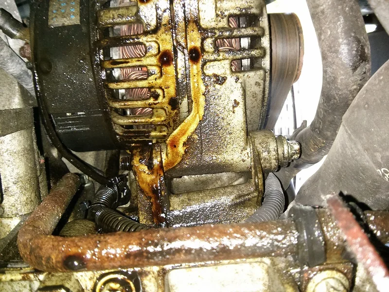 alternator disrupted due to oil leakage